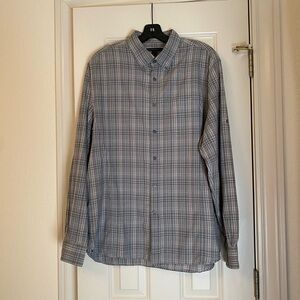 John Varvatos Gray Plaid Button Down Shirt Teen Boy Size Large